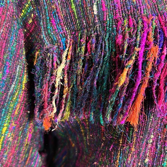 Vintage Yak Magic Womens Jacket size Large Multicolor Fringe Silk Art to wear - Picture 10 of 15